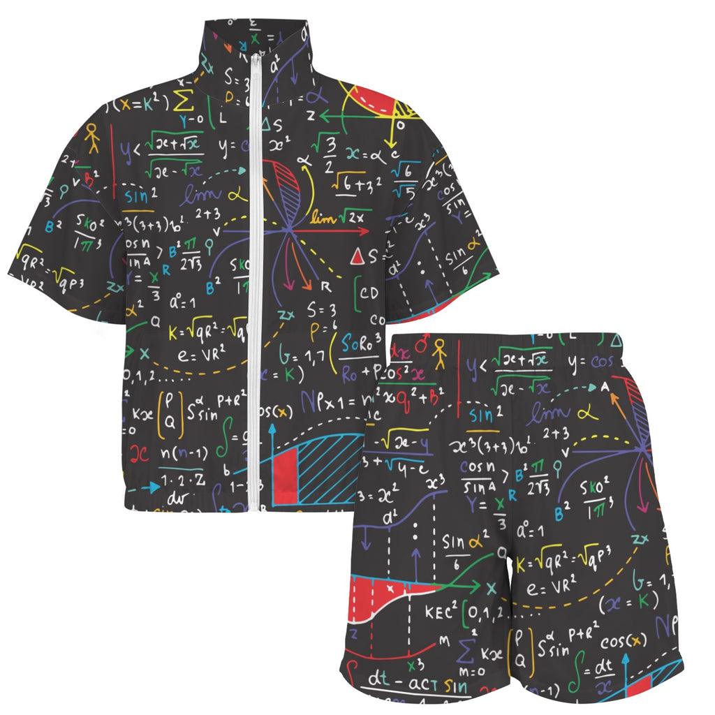 Colourful Maths Formulas Women's Windbreaker Short Set Women's Windbreaker Short Set Maths Printed Offshore
