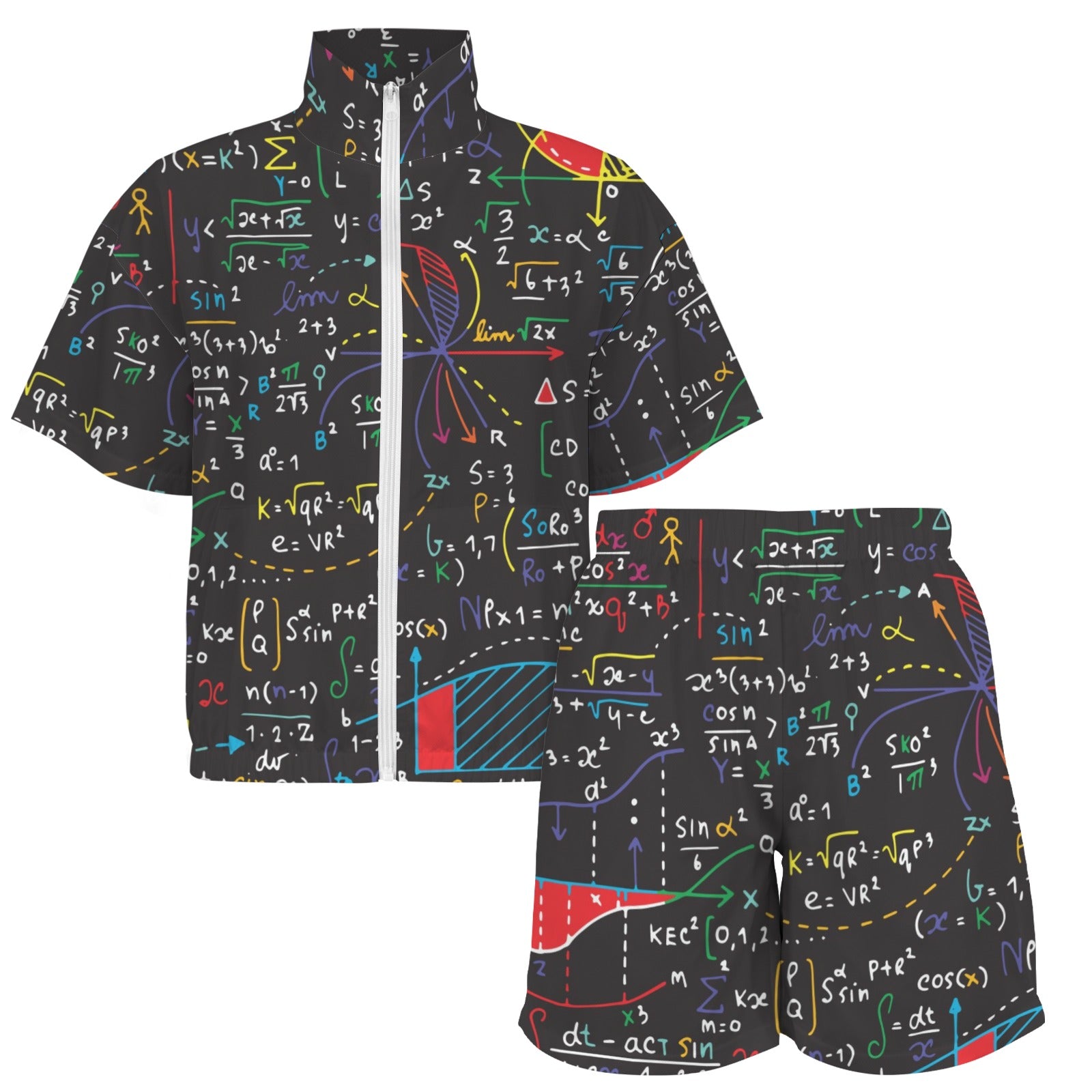 Colourful Maths Formulas Women's Windbreaker Short Set Women's Windbreaker Short Set Maths Printed Offshore