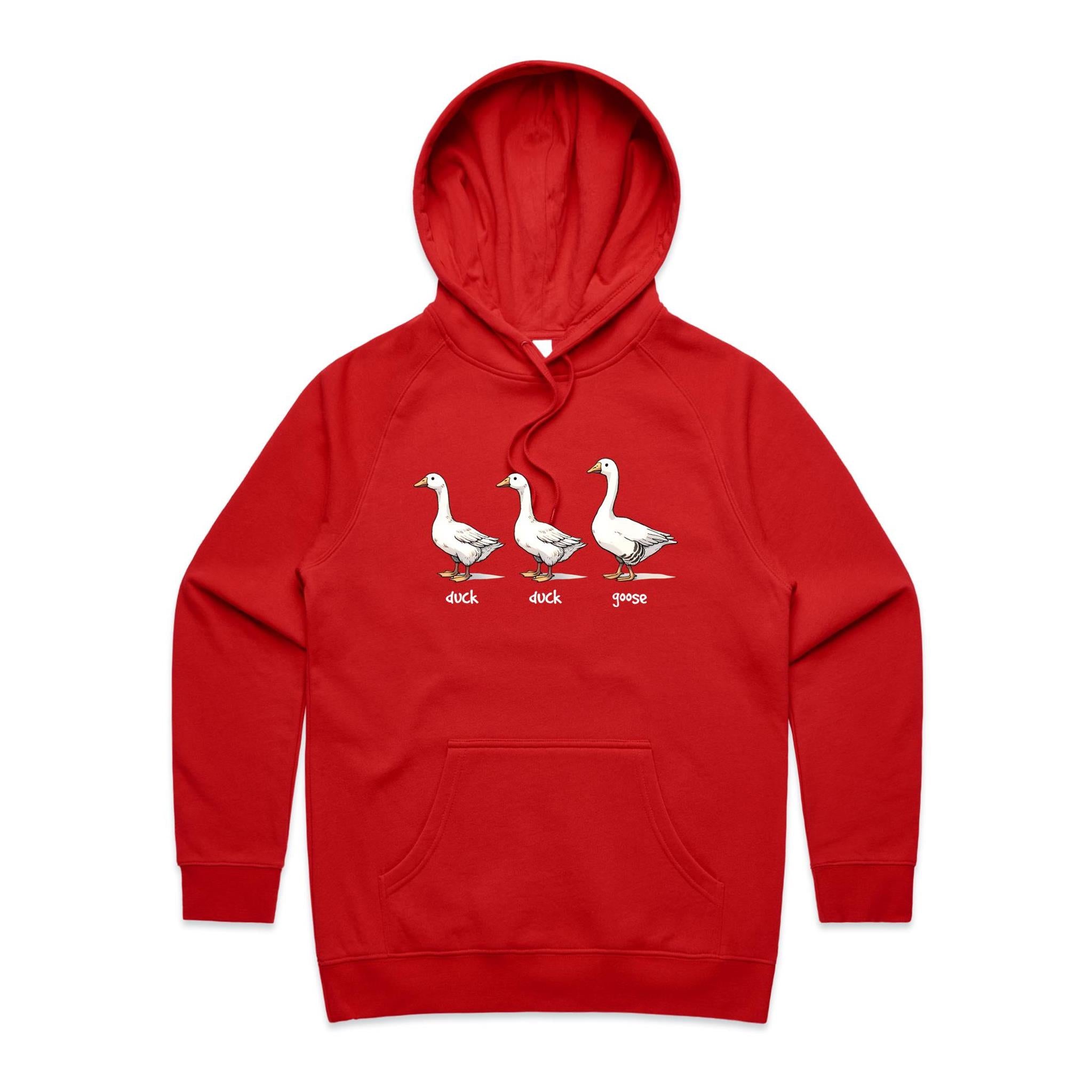 Duck Duck Goose - Womens Hoodie Red Womens 2XL Womens Hoodie animal Printed In Australia