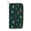Cactus On Black - PU Leather Wallet white 19.7x10.5cm Zippered Wallet / Purse Printed Offshore