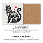 All You Need Is Love And A Cat Ceramic Coasters (Square) Ceramic Coasters animal Love Printed Offshore