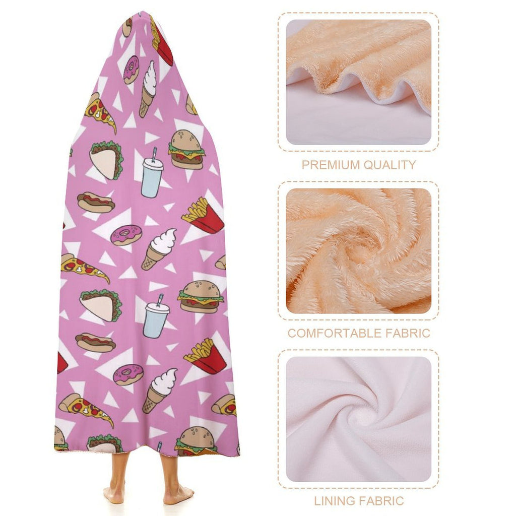Fast Food Kids Hooded Blanket 100cm x 130cm Kids Hooded Blanket Food Printed Offshore
