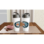 Addicted To Coffee - White 15oz Stainless Steel Travel Mug Travel Mug Coffee Globally Fulfilled