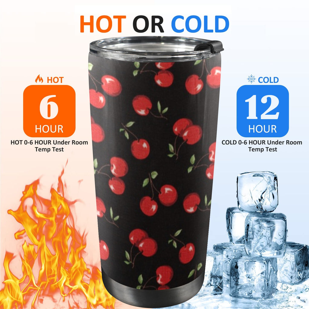 Cherry - 20oz Mobile Tumbler with Lid (Black Lock) 20oz Travel Mug Food Printed Offshore