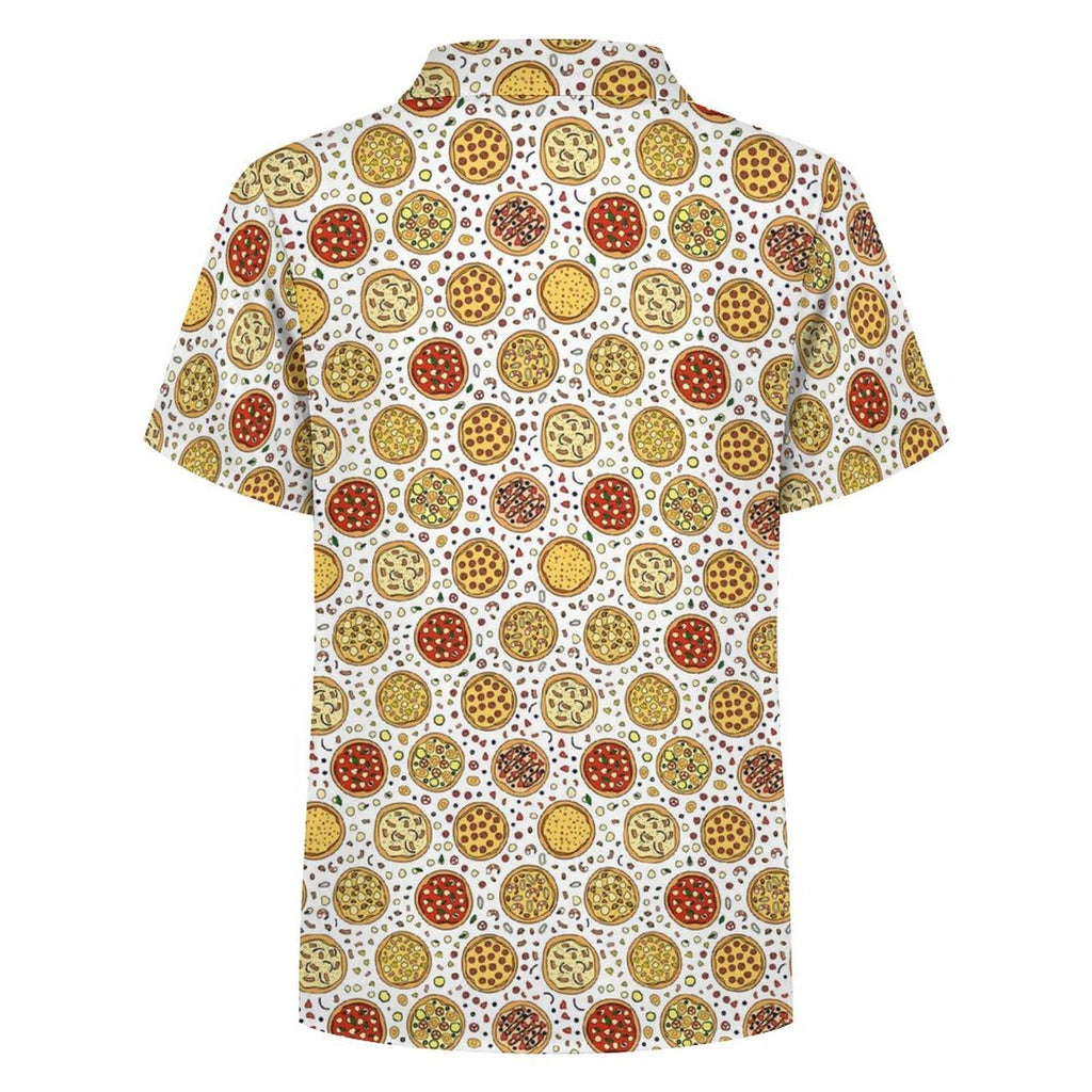 Round Pizzas On White Kids Youth Short Sleeve Button Up Shirt