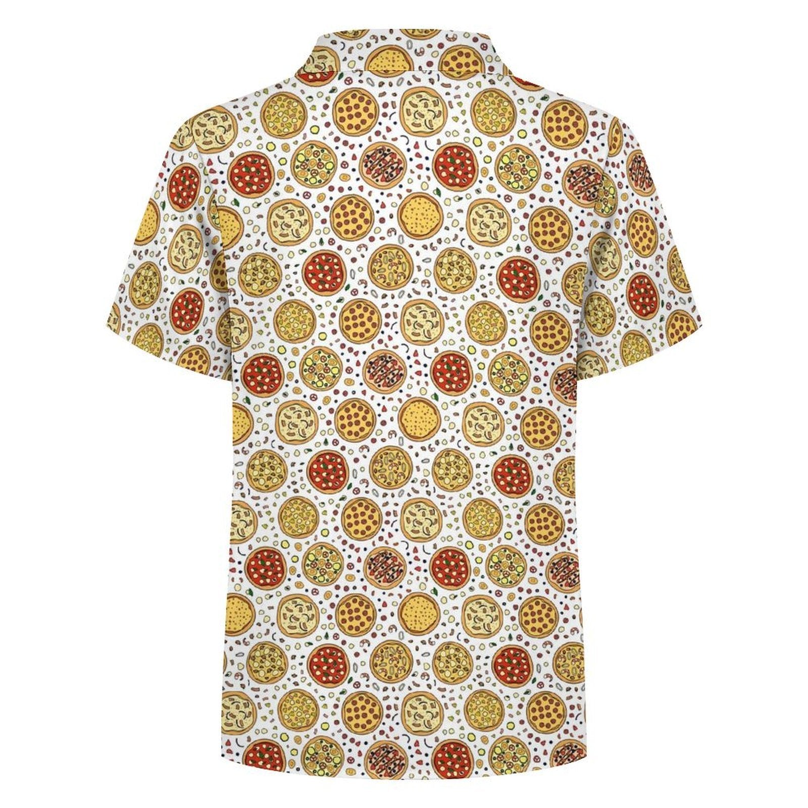 Round Pizzas On White Kids Youth Short Sleeve Button Up Shirt