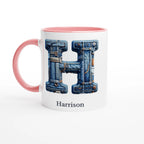 Blue Denim Initial - 11oz Ceramic Mug Ceramic Pink Personalised 11oz Mug customise Globally Fulfilled Initial Name personalise