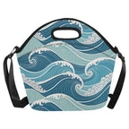 Ocean Waves Neoprene Lunch Bag/Large (Model 1669) Neoprene Lunch Bag Ocean Printed Offshore
