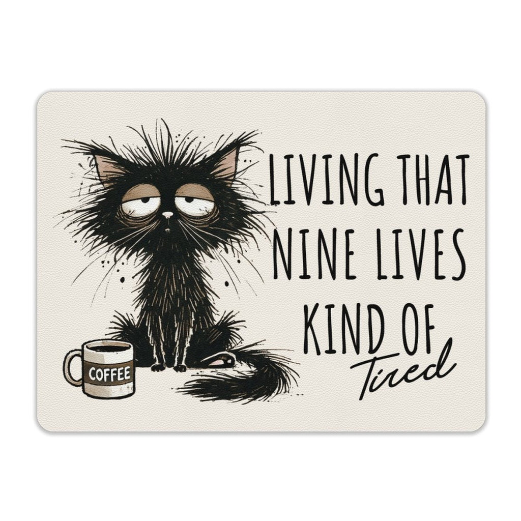 Living That Nine Lives Kind Of Tired, Cat Leather Mouse Pad Leather Mouse Pad animal Printed Offshore