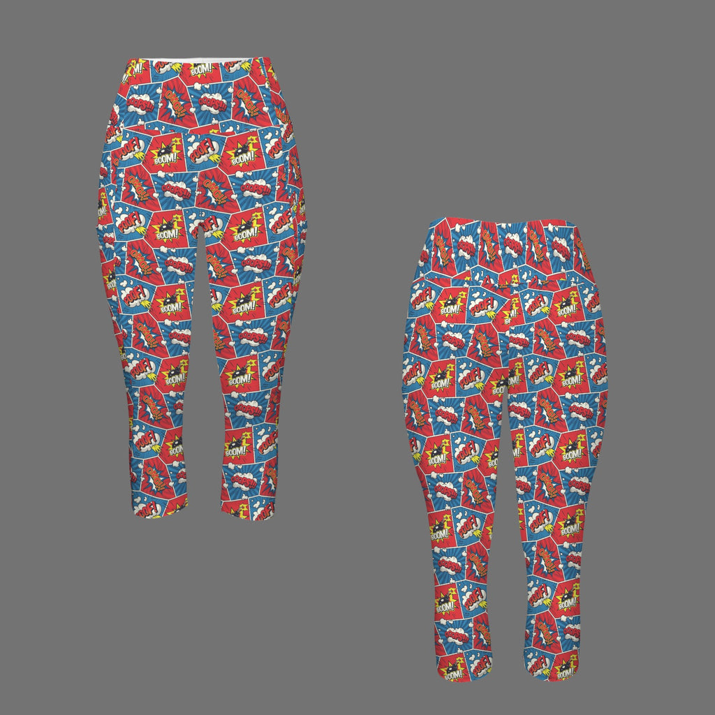 Comic Book Cells Women's High Waist Pocket Capri Yoga Leggings Women's High Waist Capri Yoga Leggings comic Printed Offshore
