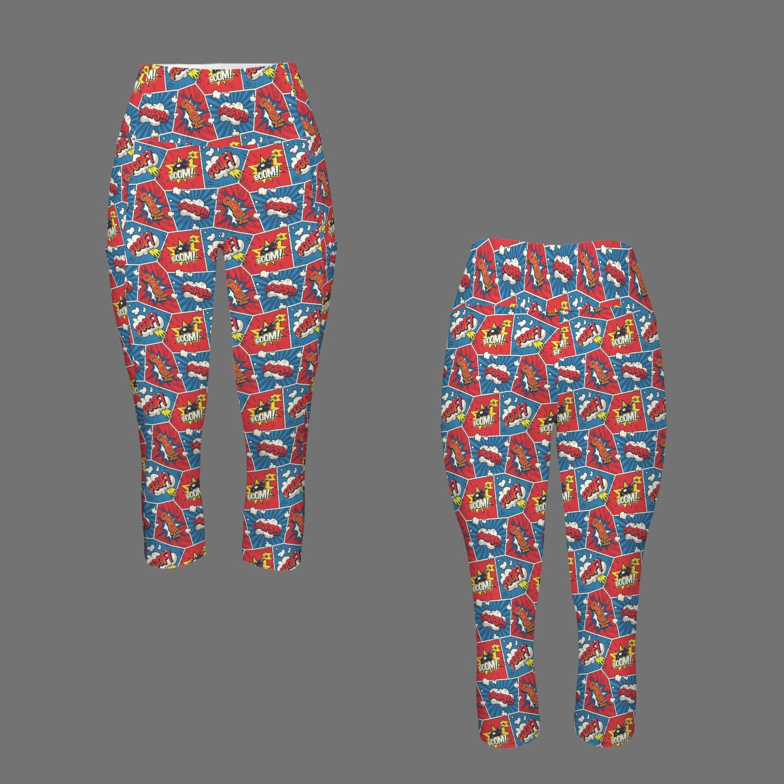 Comic Book Cells Women's High Waist Pocket Capri Yoga Leggings Women's High Waist Capri Yoga Leggings comic Printed Offshore