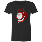 Santa, Ho Ho Holidays - Womens T-shirt Black Womens Christmas T-shirt Christmas Printed In Australia
