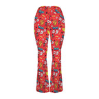 Comic Book Red High Waist Crossover Tummy Control Flare Leggings High Waist Flare Leggings comic Printed Offshore