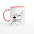 White 11oz Ceramic Mug with Colour Inside Ceramic Pink Christmas Colour Mug Christmas Globally Fulfilled