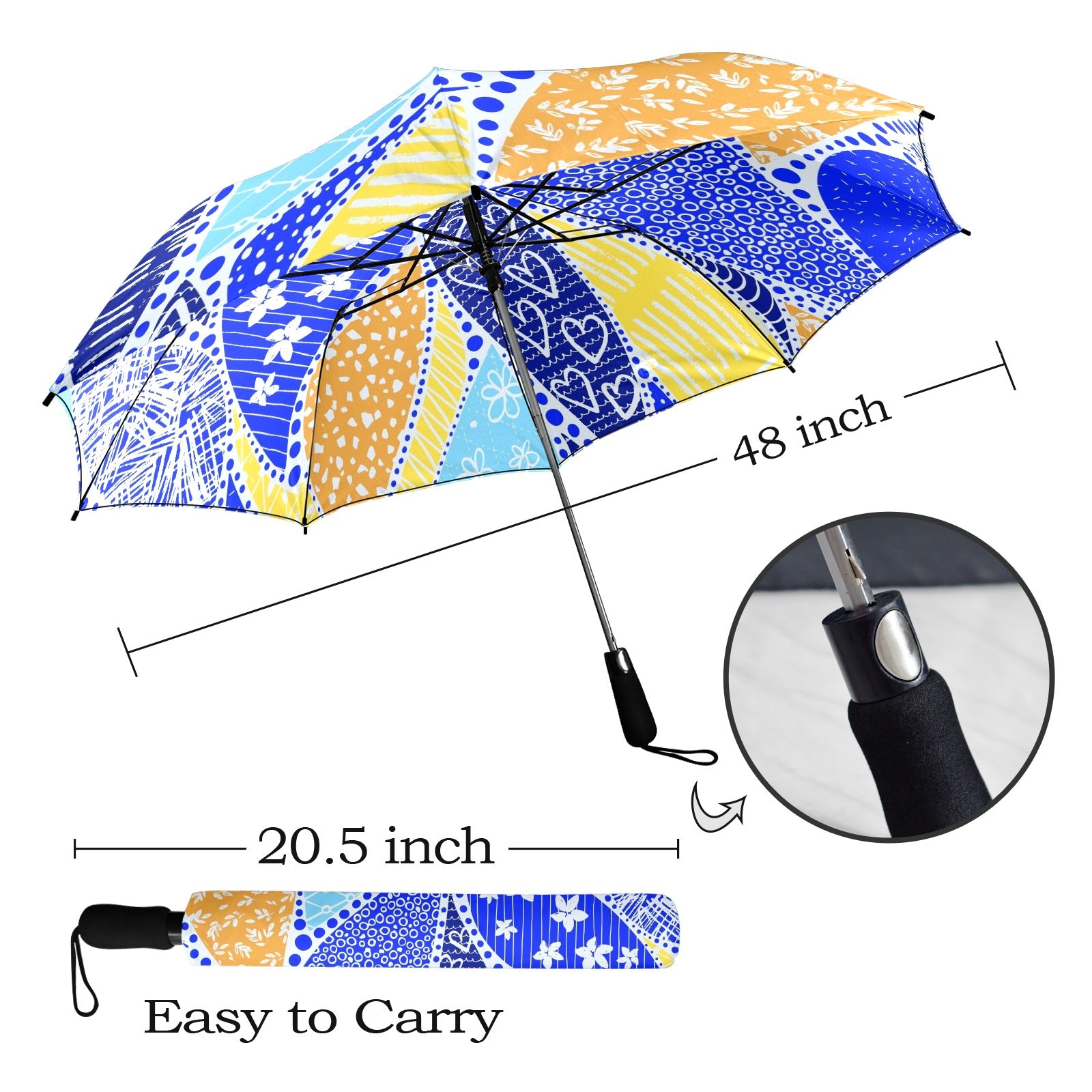 Blue Swirl - Semi-Automatic Foldable Umbrella (Model U12) Semi-Automatic Foldable Umbrella (U12)