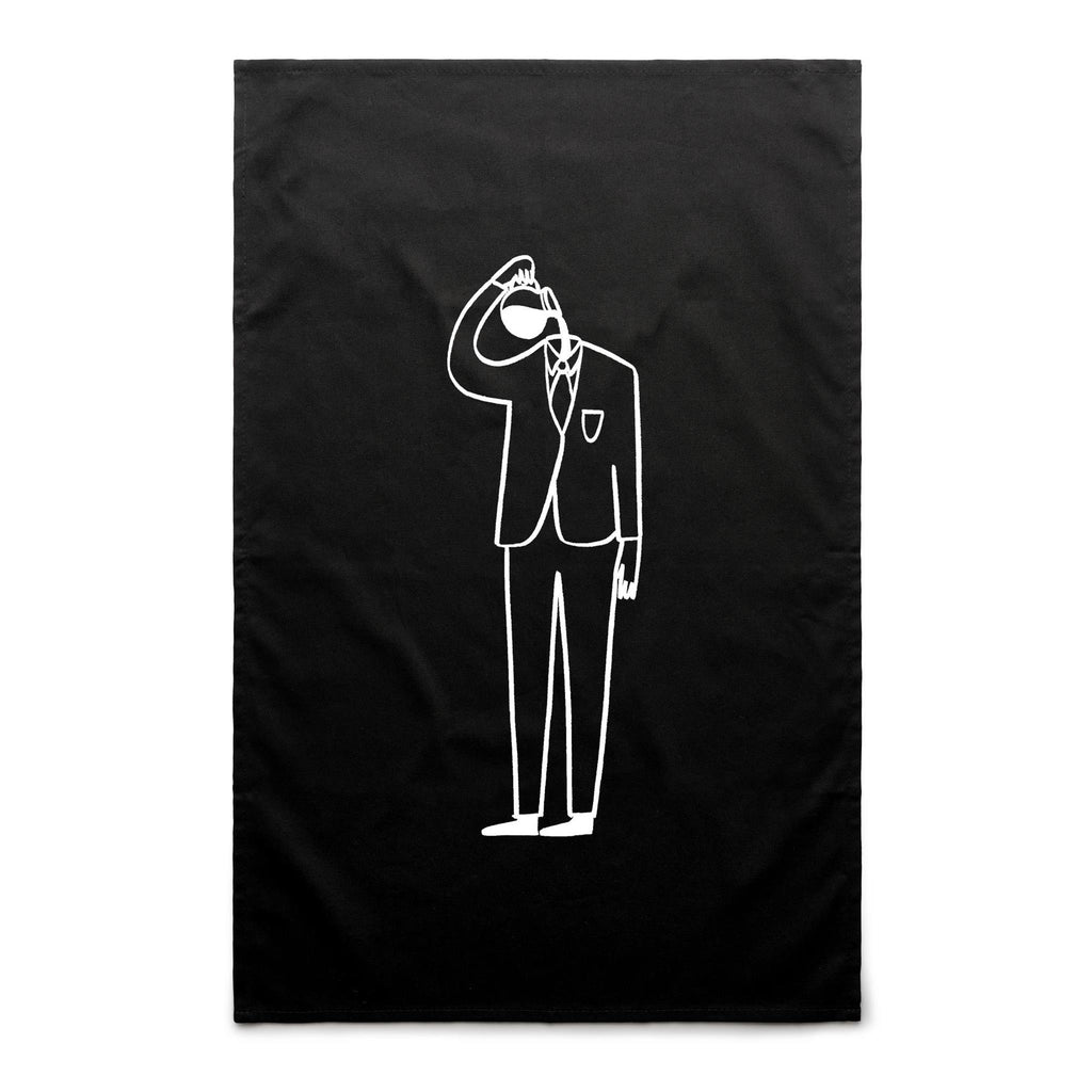 Coffee Brain - AS Colour Tea Towel Black One Size Tea Towel Coffee Printed In Australia