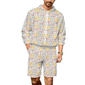 Boho Flowers And Leaves Men's Lightweight Sun Hoodie & Shorts Set 4XL Men's Lightweight Sun Hoodie & Shorts Plants Printed Offshore