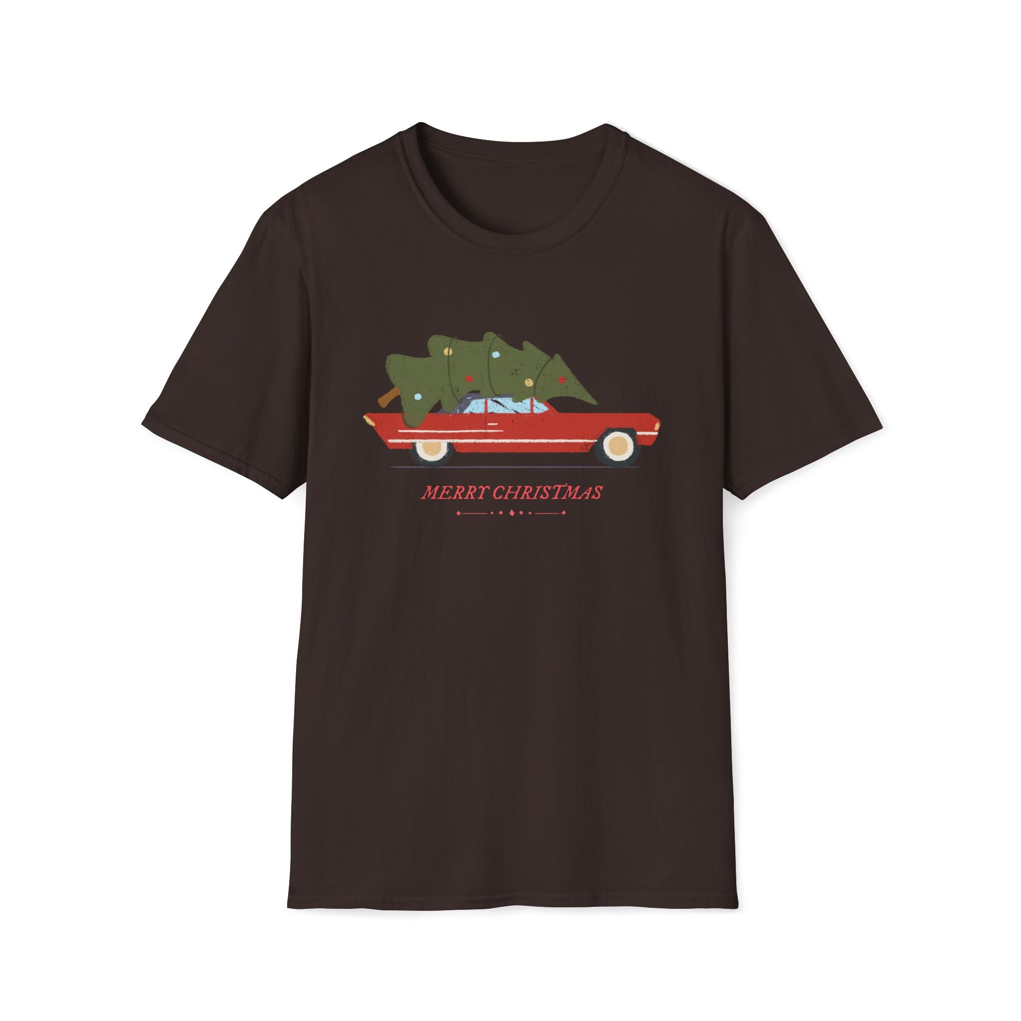 Retro Christmas Tree On Car - Unisex Softstyle T-Shirt
