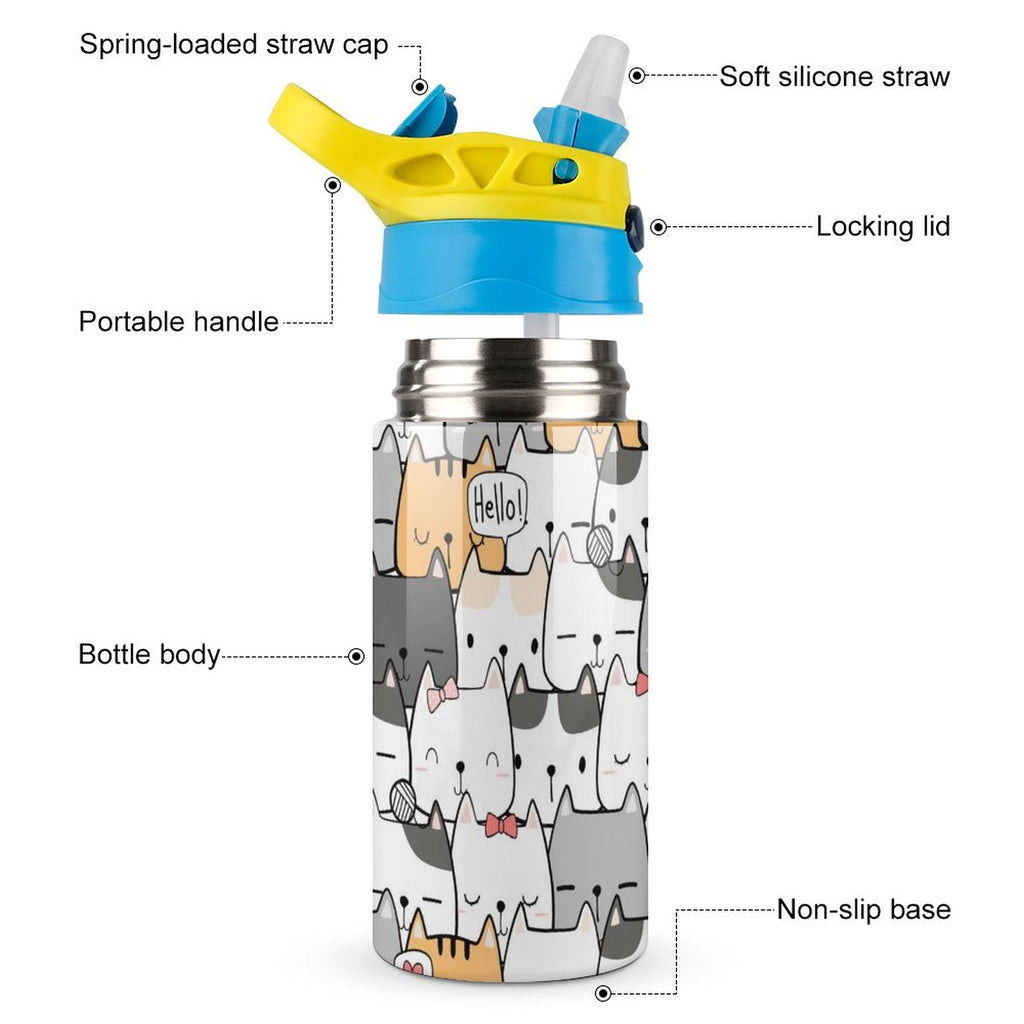Cat Hello - Little Kids Water Bottle Little Kids Water Bottle animal Printed Offshore