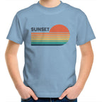 Retro Sunset - Kids Youth T-Shirt Carolina Blue Kids Youth T-shirt Printed In Australia Retro