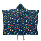 UFO's And Aliens Kids Hooded Blanket 100cm x 130cm white 40"×50" Kids Hooded Blanket Printed Offshore Sci Fi