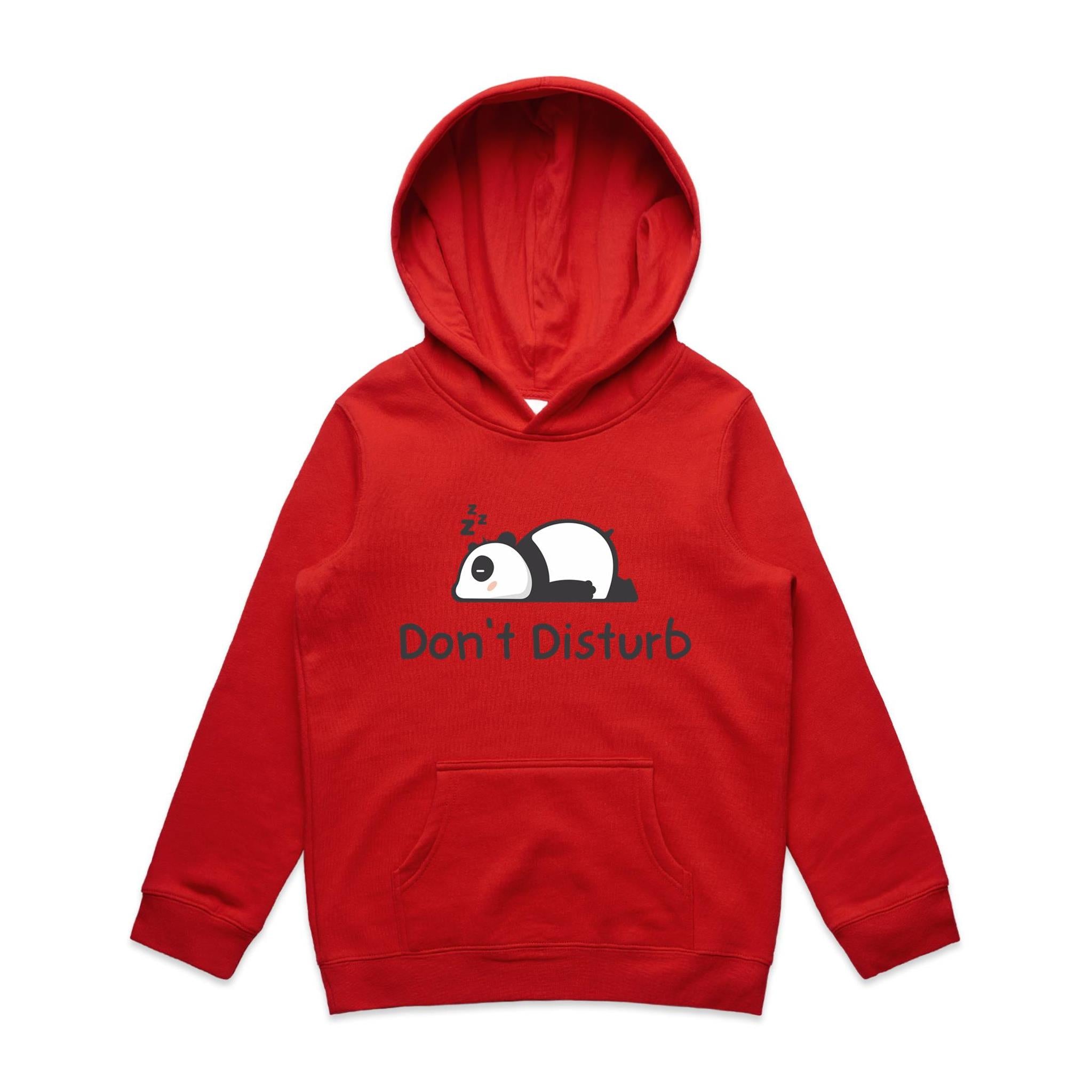Panda, Don't Disturb - Kids Hoodie Red Kids Hoodie Printed In Australia