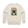 Shh, My Coffee And I Are Having A Moment, Cat AS Colour Stencil Crew Sweatshirt Unisex Ecru Sweatshirt animal Coffee Printed In Australia