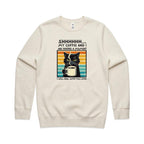 Shh, My Coffee And I Are Having A Moment, Cat - AS Colour Stencil Crew Sweatshirt Ecru Sweatshirt animal Coffee Printed In Australia