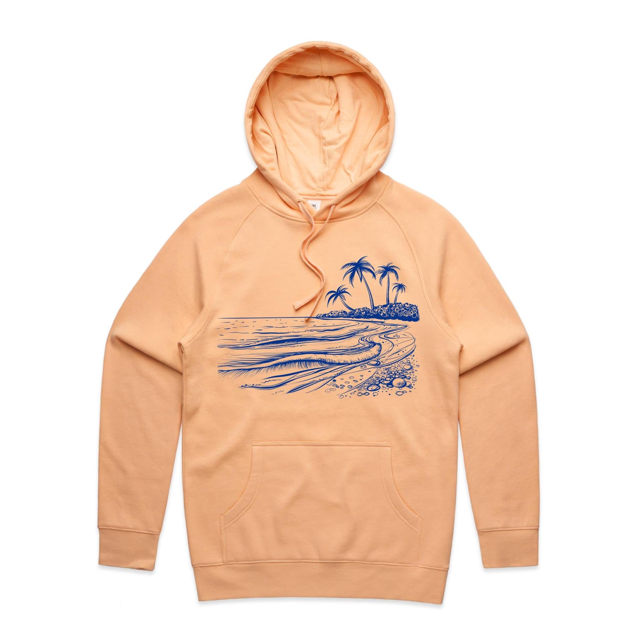 Surf Beach - Mens Hoodie Peach Mens Hoodie Printed In Australia Summer Surf