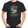 Save Earth, It's The Only Planet With Cake - Kids Youth T-Shirt Black Kids Youth T-shirt Environment Food Funny Printed In Australia