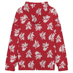 Red Retro Foliage Women's Full-Zip Hoodie
