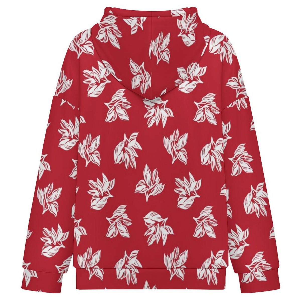 Red Retro Foliage Women's Full-Zip Hoodie