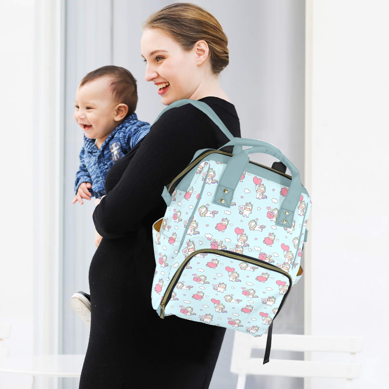 Rainbow Unicorn Multi-Function Backpack, Nappy / Diaper Bag Multi-function Backpack, Nappy / Diaper Bag animal Printed Offshore