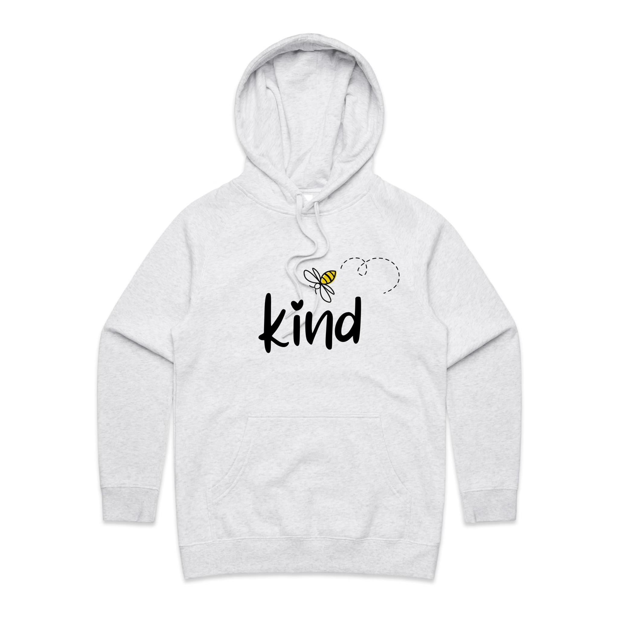 Bee Kind - Womens Hoodie White Marle Womens Hoodie Kindness Printed In Australia