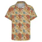 Vintage Retro Floral Women's Short-Sleeve Button Up Shirt Women's Short-Sleeve Button Up Shirt Plants Printed Offshore Retro