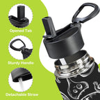 Monsters In Black And White 12oz Kids Water Bottle with Straw Lid