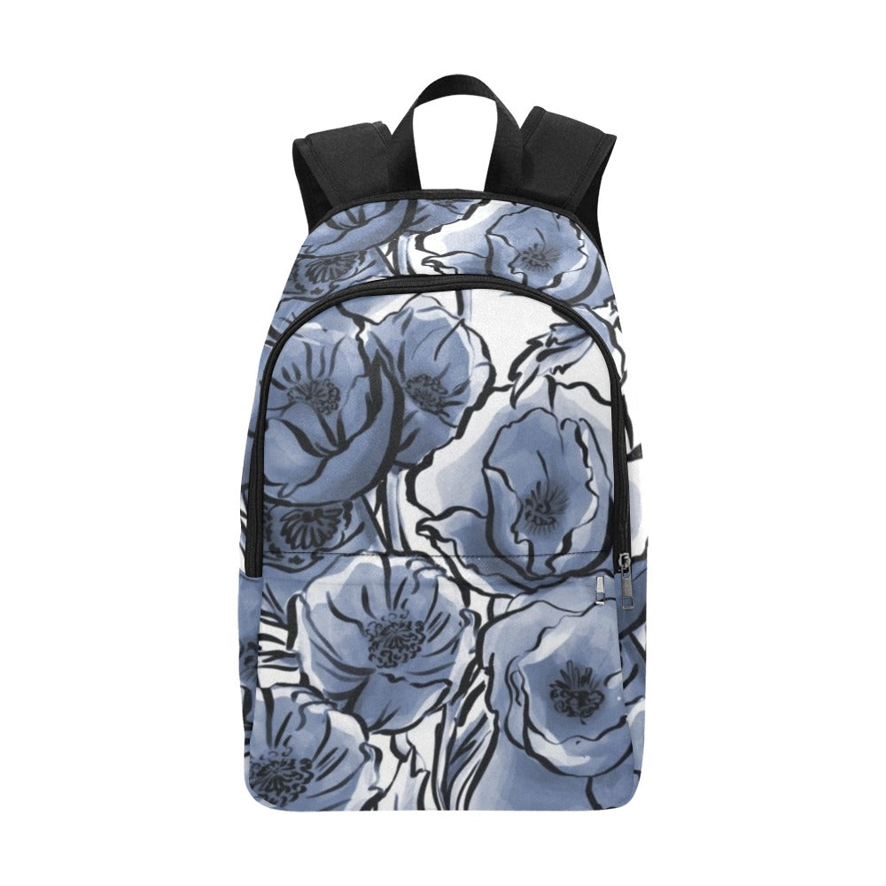 Blue And White Floral - Fabric Backpack