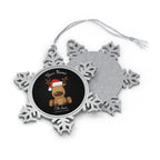 Personalised - Oh Deer, Christmas Is Here - Christmas Pewter Snowflake Ornament