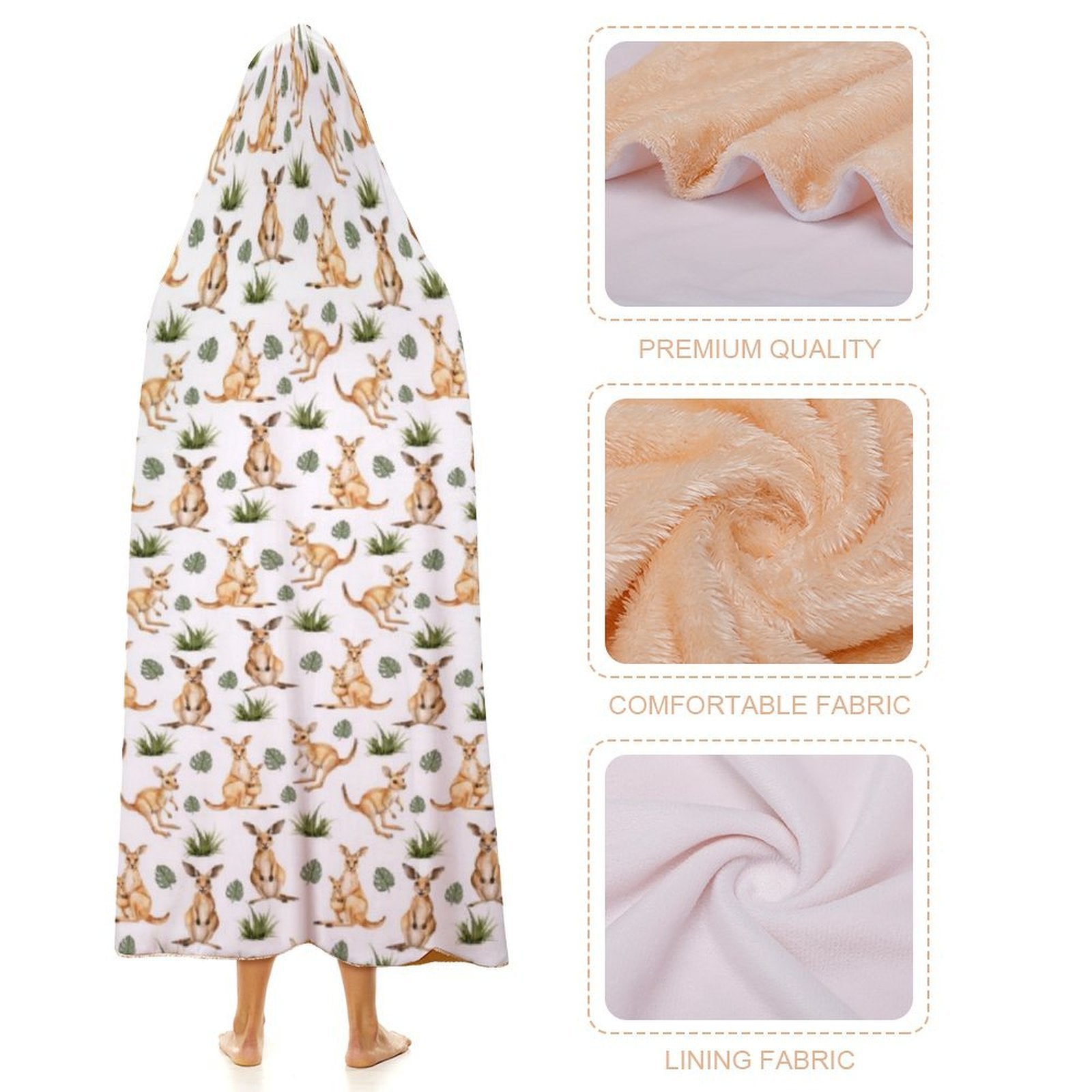 Kangaroos Kids Hooded Blanket 100cm x 130cm
