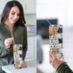 Cute Cartoon Cats - 20oz Tall Skinny Tumbler with Lid and Straw