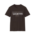 Guitar Timeline Unisex Softstyle T-Shirt Dark Chocolate Unisex Adult T-shirt Australian Printer Music