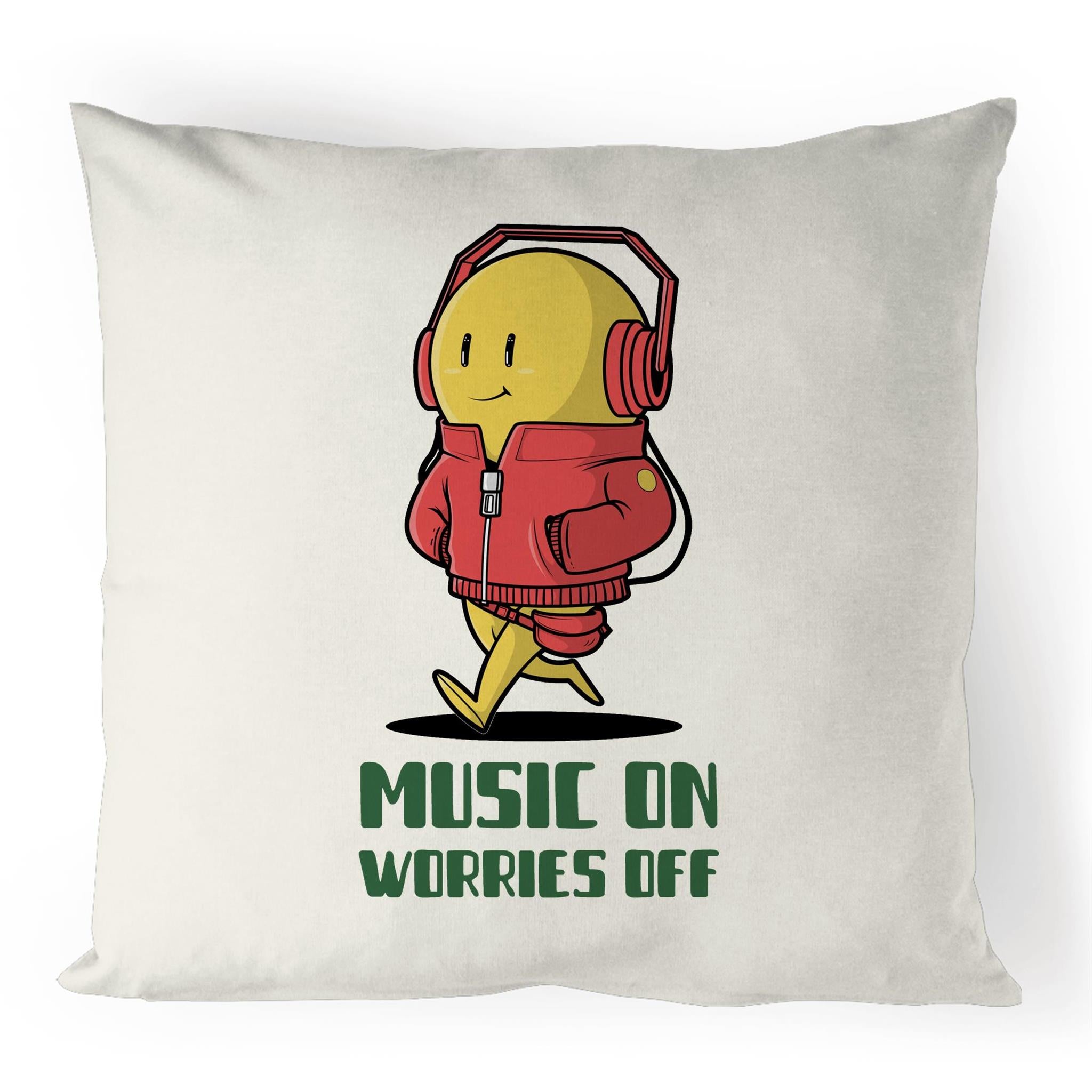 Music On, Worries Off - 100% Linen Cushion Cover Default Title Music Printed In Australia