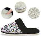 Animal Print In Colour Women's Fur Trim Thick-Sole Indoor Slippers Women's Fur Trimmed Slippers animal Printed Offshore