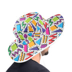 Graphic 80's Wide Brim Bucket Hat Wide Brim Bucket Hat Printed Offshore Retro