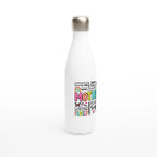 Mother Word Cloud - White 17oz Stainless Steel Water Bottle White Water Bottle Globally Fulfilled Mum