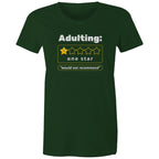 Adulting, One Star - Womens T-shirt Forest Green Womens T-shirt Printed In Australia