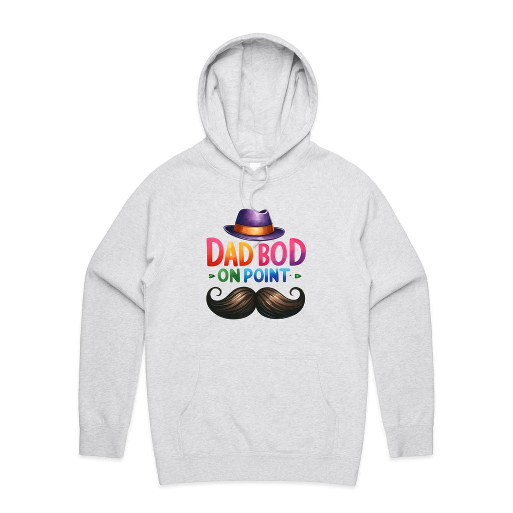Dad Bod On Point - Mens Hoodie White Marle Mens Hoodie Dad Printed In Australia