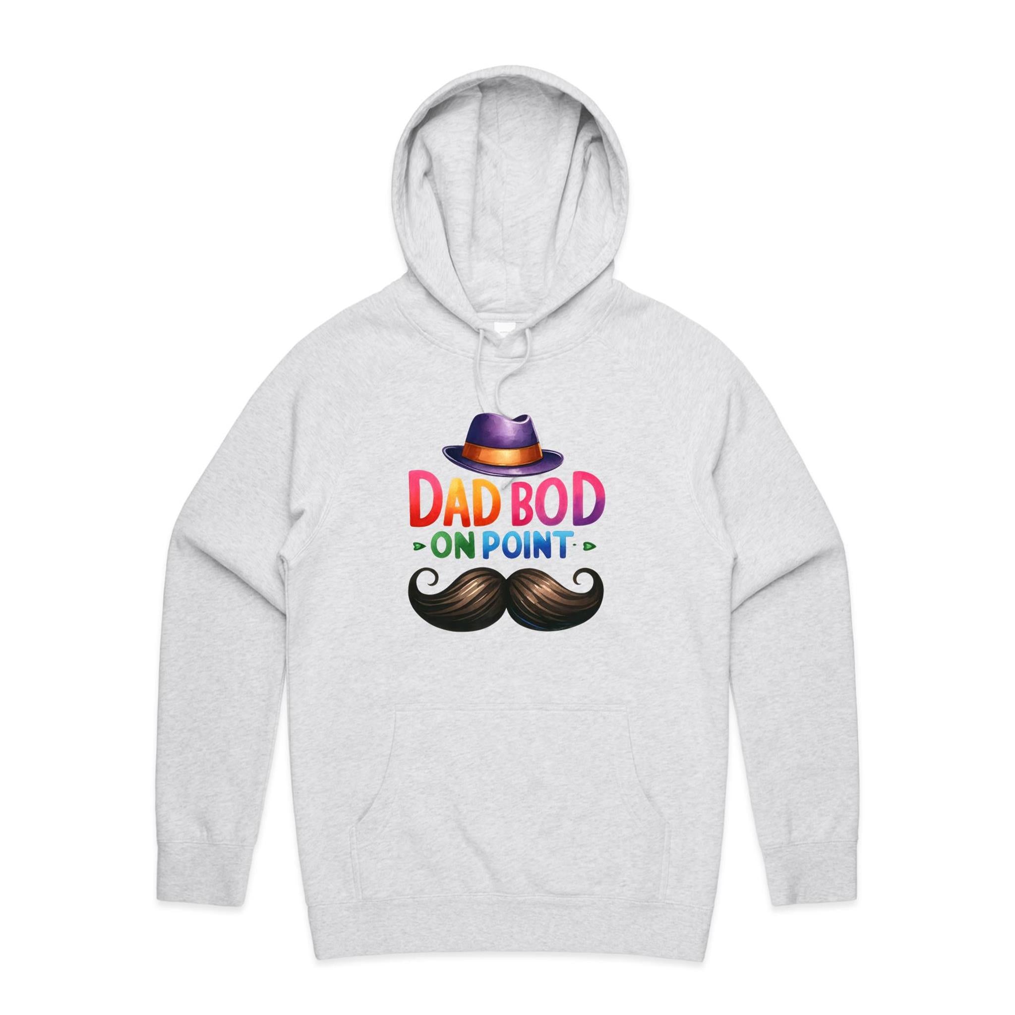 Dad Bod On Point - Mens Hoodie White Marle Mens Hoodie Dad Printed In Australia