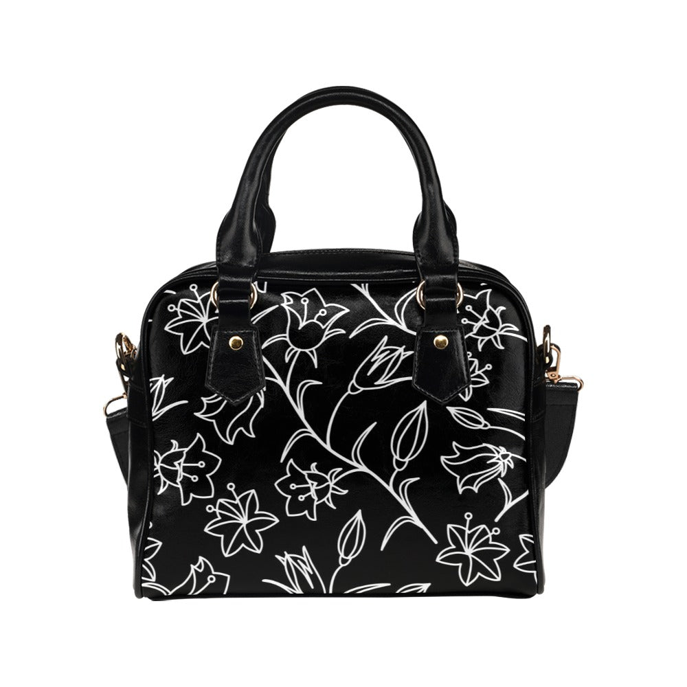 Black And White Floral - Shoulder Handbag (Model 1634) Shoulder Handbags (1634)
