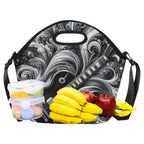 Guitar Black Swirl Neoprene Lunch Bag/Large (Model 1669) Neoprene Lunch Bag Music Printed Offshore